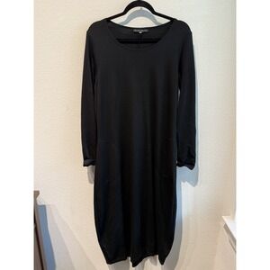 Bryn Walker Long Sleeved Black Long Minimalist Maxi Dress Medium Lagenlook‎
